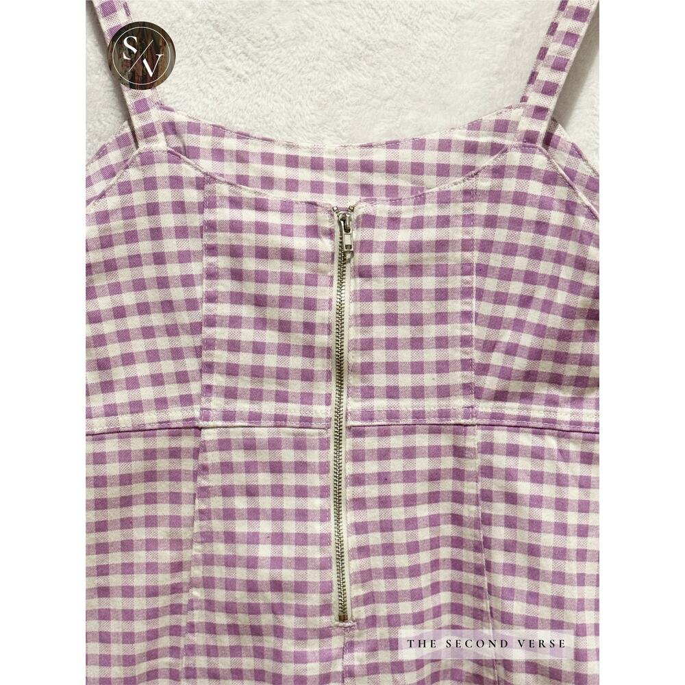 Denim Co Lilac & White Purple White Plaid Mini Dress Cottagecore Y2K Size 8 - Picture 8 of 11